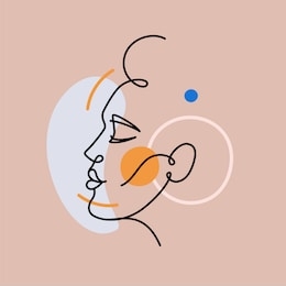 vector illustration in minimal linear style - minimalistic female portrait - abstract modern t-shirt print  - beauty and fashion concept