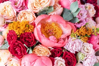 close-up large beautiful bouquet of mixed flowers. flower background and wallpaper. floral shop concept . beautiful fresh cut bouquet. flowers delivery