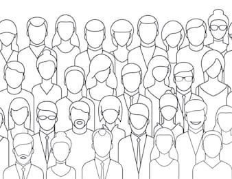 the crowd of abstract people, line style. flat design, vector illustration.
