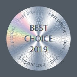 best choice 2019 round hologram realistic sticker. vector element for product quality guarantee