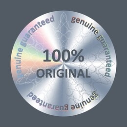 100% original round hologram realistic sticker. vector element for product quality guarantee