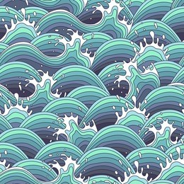 sea wave background in the decorative style. seamless pattern. vector illustration.