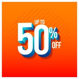 discount label up to 50% off vector template design illustration