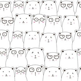 seamless pattern with cute bear background, cute bear doodle art for kids, vector illustrations for gift wrap and fabric design.