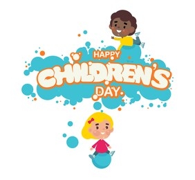 vector illustration. happy children's day handwritten lettering.  happy children's day typography vector design for greeting cards and poster. design template celebration. 