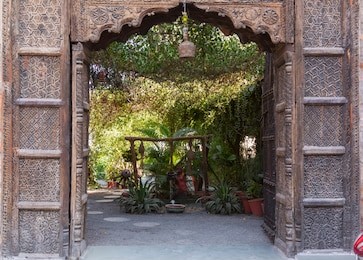 garden in udaipur. beautiful green park behind the old wall