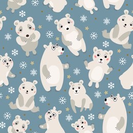 polar bear seamless pattern. arctic animals. vector childish illustration. cartoon characters in flat style. wrapping, notebooks, labels, accessories-school.
