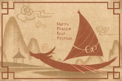 the dragon boat festival with rice dumpling in traditional chinese painting canvas.