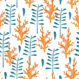 seamless pattern with watercolor corals and algae branches. illustration isolated on white background