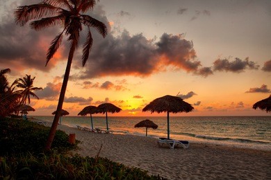 beach at sunset, varadero, cuba