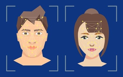 face people recognition verification concept technology protection safety data. vector illustration of identification access