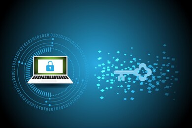 cyber high security and protect from virus and hacker. computer with padlock safety. vector illsutration.