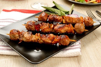 skewers of meat roasted