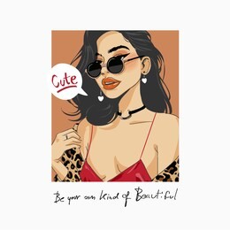 typography slogan with cute girl cartoon illustration