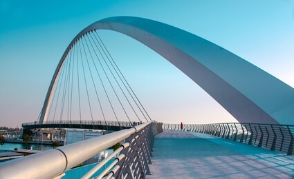 modern architecture bridge dubai water canal tolerance bridge new attraction of united arab emirates, famous bridge architecture design