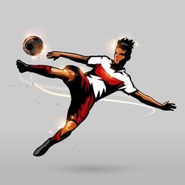 soccer player jumping quick shoot a soccer ball design