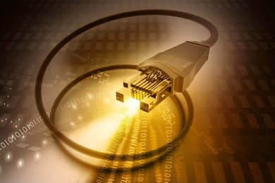 network cable  with fiber optical background