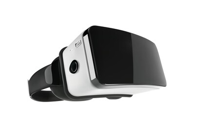 vector vr glasses. black and white virtual reality headset isolated on white background. 3d vector illustration.
