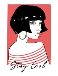 fashion girl portrait with earring and slogan, for t-shirt prints and other uses.