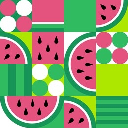 watermelon seamless pattern. fruit slice background in geometric style. vegetarian food. vector abstract illustration.