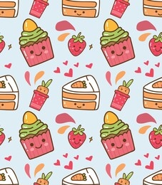 vegetables kawaii pattern, suitable for fabric print