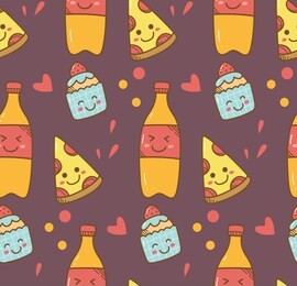 various food in kawaii style background