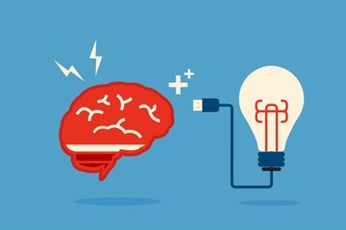 brain and bulb idea, minimal art vector design