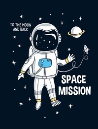 vector illustration of astronaut in space, for t-shirt prints and other uses.