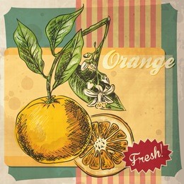 retro card design with orange