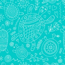 funny family, turtle with chidren. seamless pattern for your design