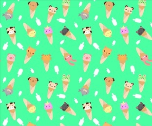 ice cream animal waffle cone cute vector pattern background