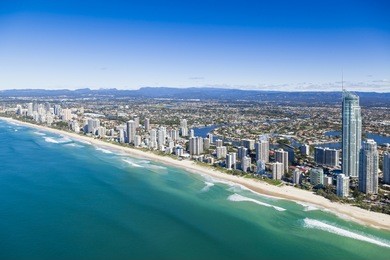 aerial view of gold coast, queensland, australia