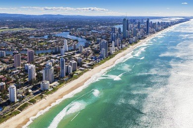 aerial view of gold coast, queensland, australia