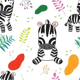seamless pattern with cute zebras elements on striped background cartoon for kid wrapping paper, creative kids style texture for fabric, clothes and wallpaper vector illustration