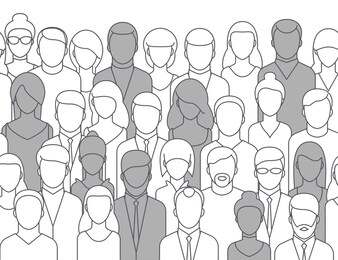 the crowd of abstract people, line style. flat design, vector illustration.