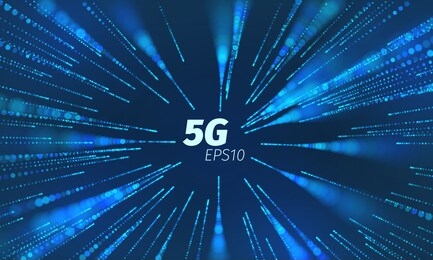 5g superspeed data channel. wireless speed loop connect. particle motion trails