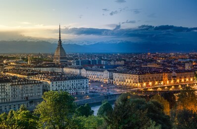 turin at 3 differente hour in the same frame.