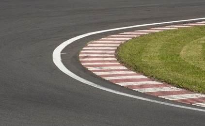 danger at the bend of the motorbike track