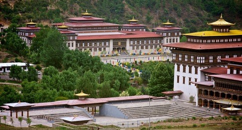 view of tashichoe dzong, thimbu, bhutan