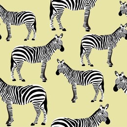 zebra seamless surface pattern, black and white zebras on desert sand background repeat pattern for textile design, fabric printing, stationary, packaging, wallpaper  or background
