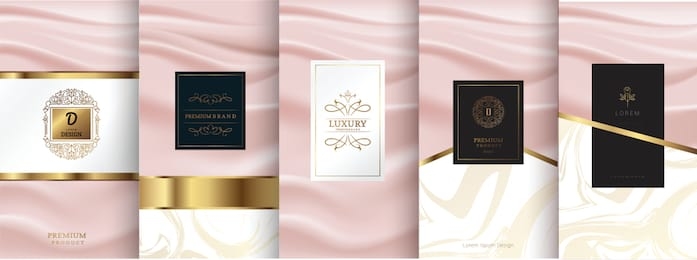 collection of design elements for logo,packaging,design of luxury products.for perfume,soap,wine, lotion.made with isolated on marble background.vector illustration