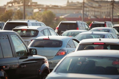 highway traffic jam, cars on the road