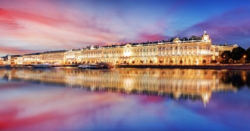 russia - st. petersburg, winter palace - hermitage at night, nobody