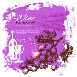 wine vintage background. hand drawn illustration. splash blob retro design