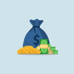 money bag and gold coins,a pile of money