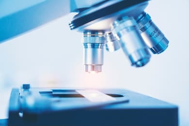 high magnification lens of the microscope for research