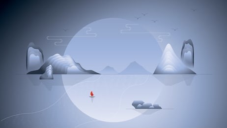 scenery mountain with new traditional chinese illustration style