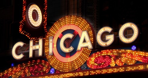 chicago, united states: famous neon light symbolizing chicago