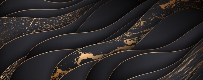 
luxury paper cut background, abstract decoration, golden pattern, halftone gradients, 3d vector illustration. black, white, blue, gold waves cover template, geometric shapes, modern minimal banner.