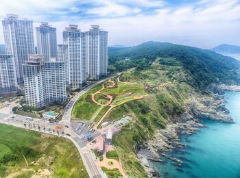 aerial view of haemaji park at oryukdo, busan, south korea, asia